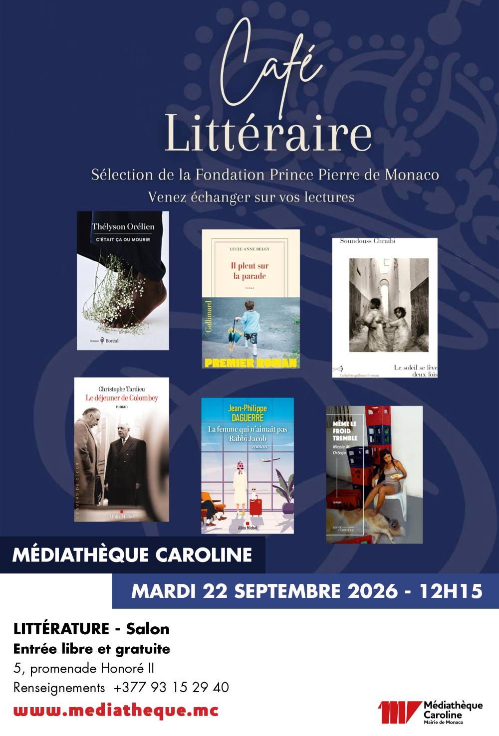 Café Littéraire – Prince Pierre Foundation Selection, Monaco 22 September 2026