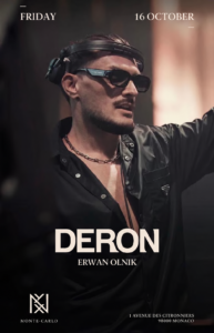 Official NYX Monte-Carlo poster for DERON with Erwan Olnik on Friday 16 October 2026