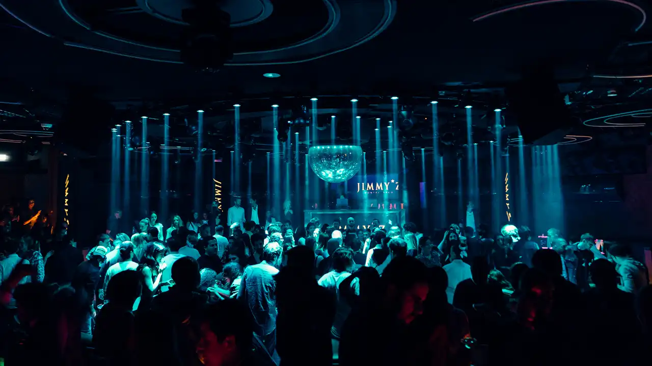 Official generic club atmosphere photograph at Jimmy'z Monte-Carlo, not the Halloween 2026 event