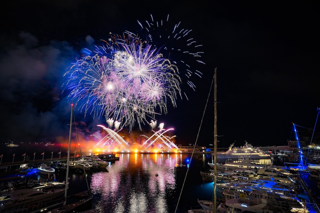 Archive photo of fireworks over Port Hercule, illustrating New Year's Eve in Monaco; not a 2026 event photo